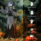 Outsunny Animatronics Standing Witch, Voice-Activated Prop, Spinning Head & Flashing Eyes, Easy Setup Indoor, Black