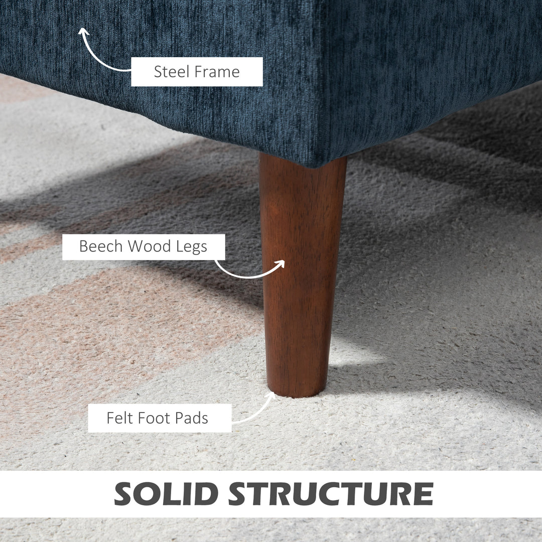 HOMCOM L Shape Sofa, Modern Sectional Couch with Changeable Chaise Lounge, Wooden Legs, Corner Sofa for Living Room, Dark Blue