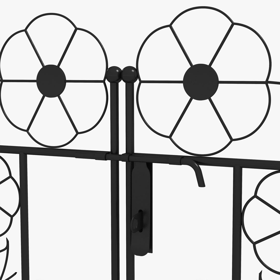 Outsunny 7.5FT Metal Garden Arbour with Double Gate, Arch Trellis for Climbing Vine Plants, Outdoor Wedding, Decoration, Black