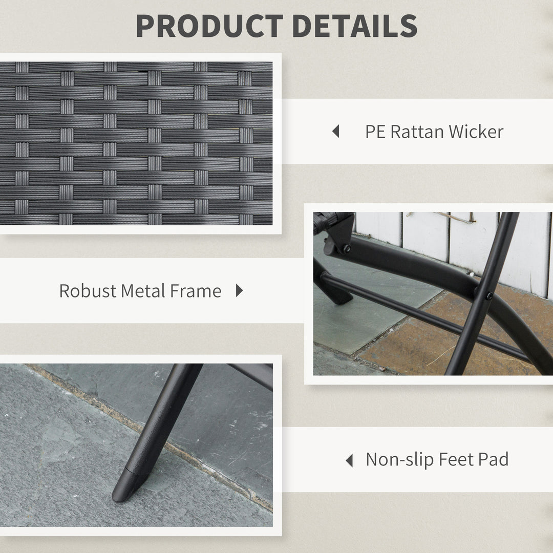 Outsunny 3-Piece Outdoor Folding Rattan Bistro Set, Mixed Brown