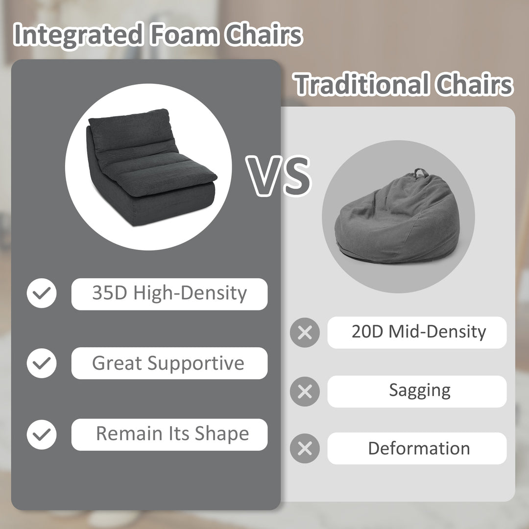 HOMCOM Floor Sofa with Single Piece Ultra High-Density Foam, Armless Floor Chair for Living Room, Bedroom, Home Office, Green