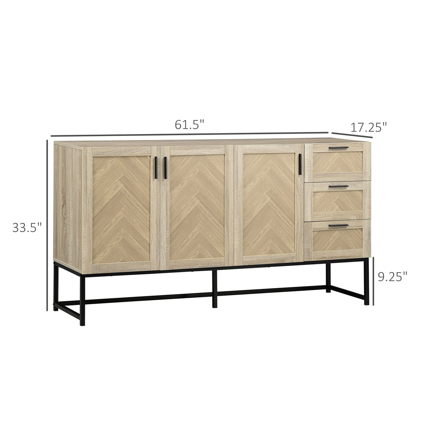 HOMCOM Buffet Cabinet, Coffee Bar Cabinet with Drawers and Adjustable Shelves, Oak