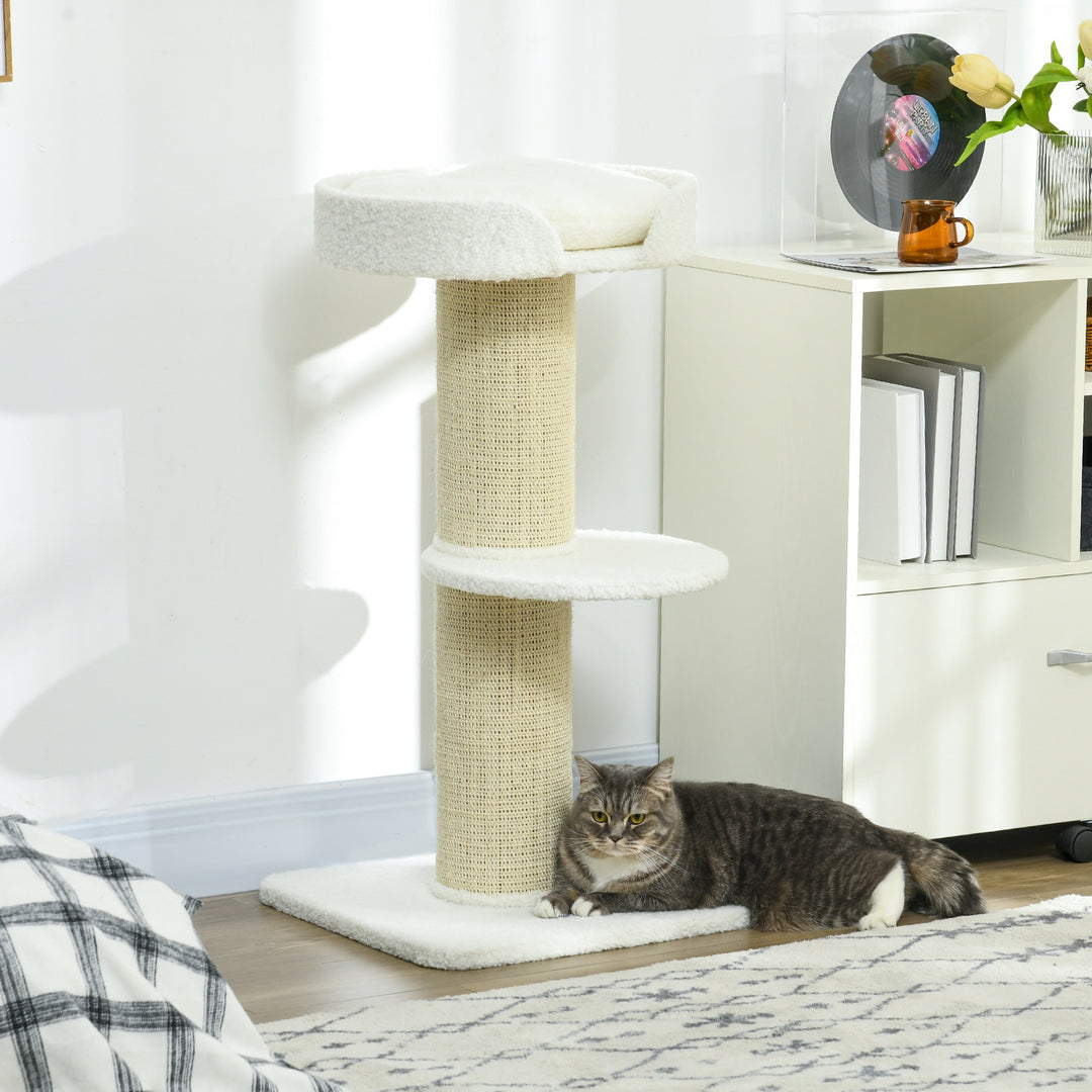 PawHut Cat Tree Kitty Tower with Sisal Mat Scratching Post, Cat Bed, Cushion, Perch, 18" x 18" x 36", Brown