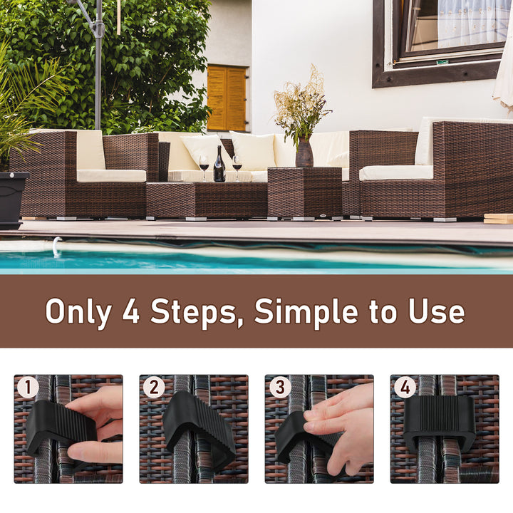 Outsunny Set of 10 Fasteners Clip Outdoor Furniture Connectors Rattan Wicker Sofa Connectors
