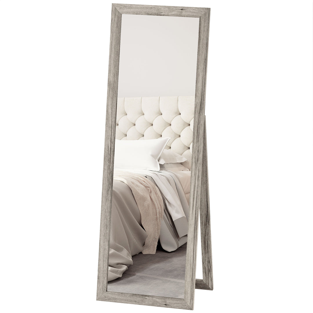 HOMCOM 58" x 20" Floor Standing Mirror, Full Body Mirror for Bedroom, Living Room, Oak