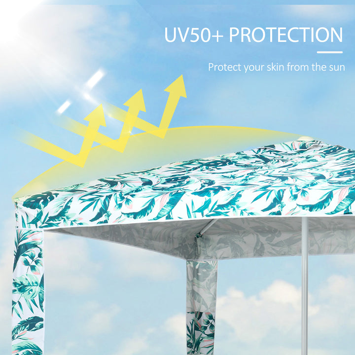 Outsunny Beach Umbrella, 6.5' Easy-Assembly Sun-Shade Shelter with Sandbags and Carry Bag, Cool UV50+, Dark Blue