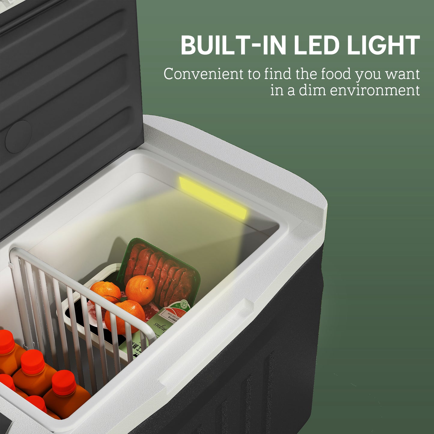 Outsunny 50 Liter Car Refrigerator Portable Freezer 12/24V Electric Cooler Box for Camping, Travel, Picnic, Down to -20â„ƒ