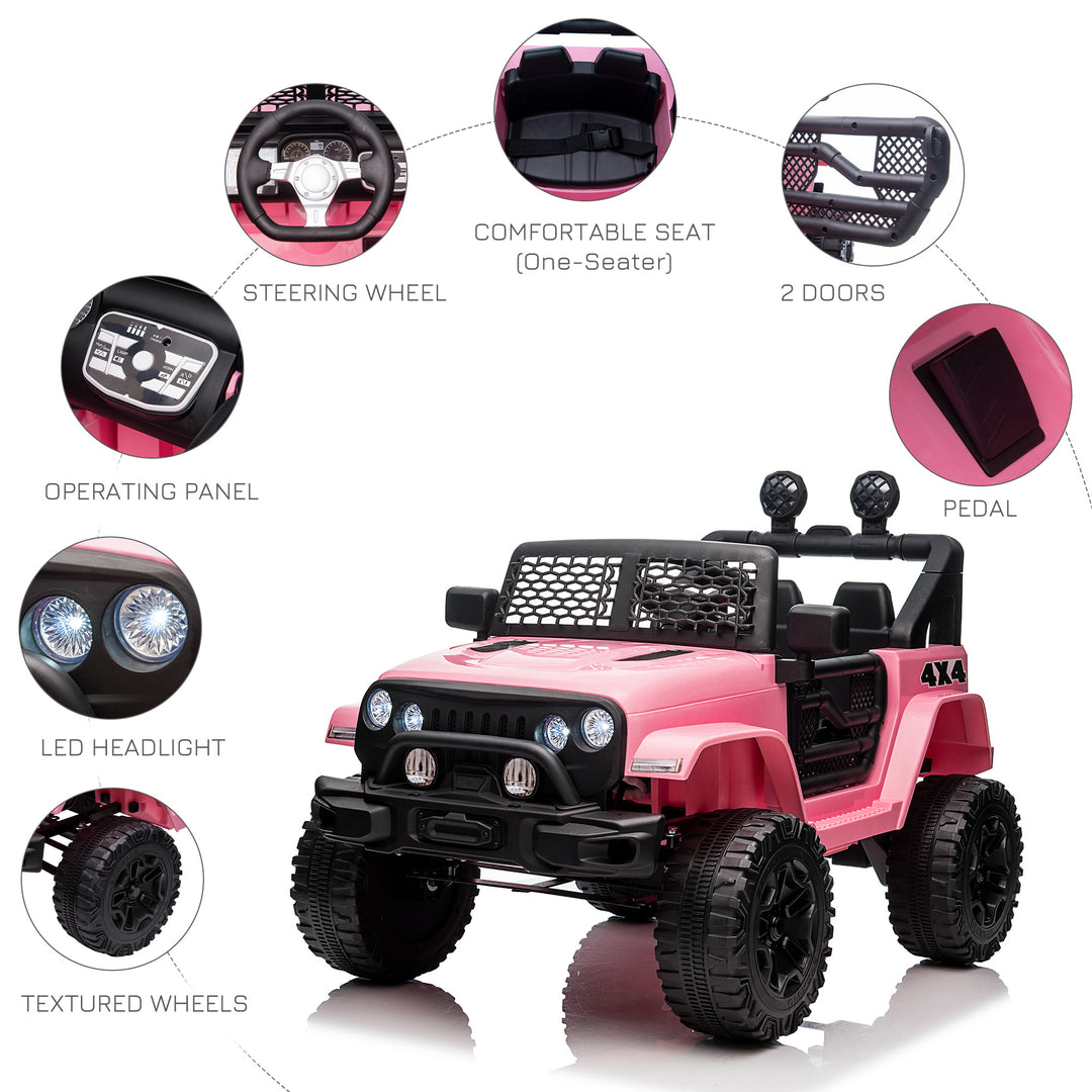 Aosom 12V Electric Truck Off Road Electric Pickup with Remote Control, Adjustable Speed, Ride on Car for Kids, Pink