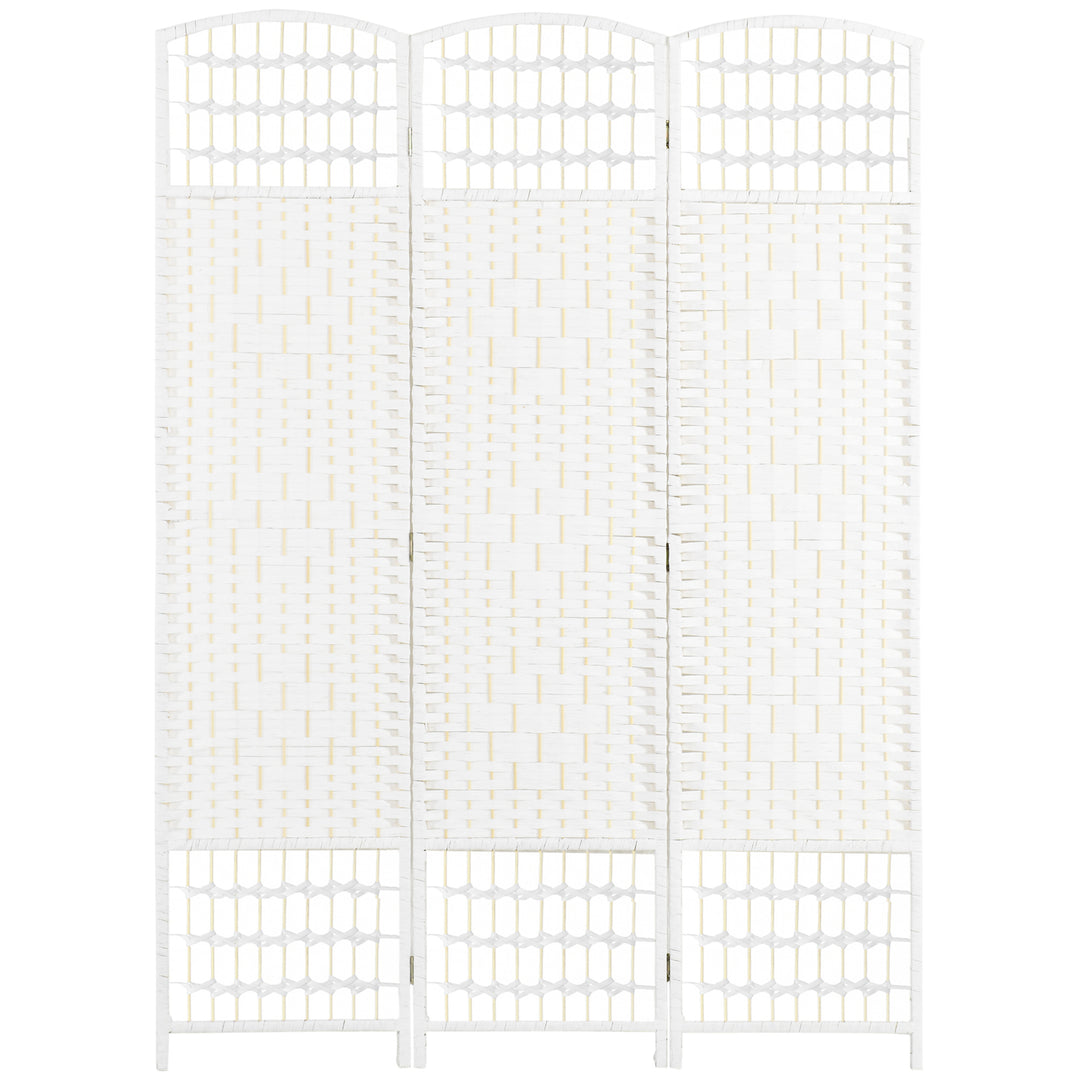HOMCOM 3 Panel Folding Room Divider, Portable Privacy Screen, Wave Fiber Room Partition for Home Office, White