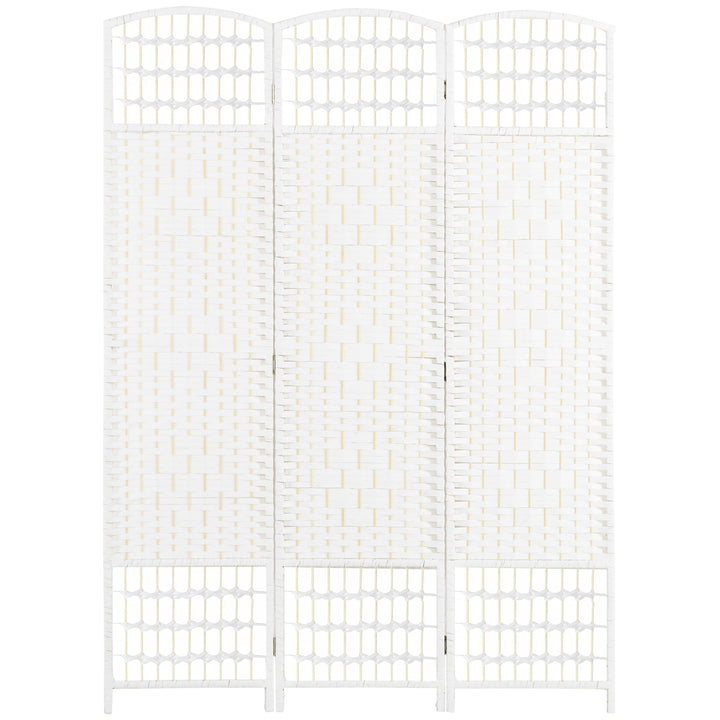 HOMCOM 3 Panel Folding Room Divider, Portable Privacy Screen, Wave Fiber Room Partition for Home Office, White