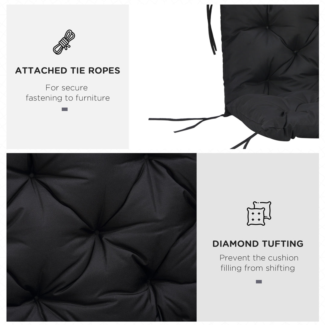 Outsunny 3 Seater Outdoor Seat Pads Bench Swing Chair Replacement Cushions Backrest for Patio Garden, Dark Grey