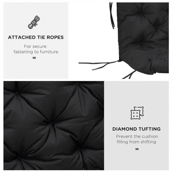 Outsunny 3 Seater Outdoor Seat Pads Bench Swing Chair Replacement Cushions Backrest for Patio Garden, Dark Grey