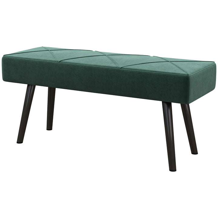 HOMCOM 39 Inches Upholstered Bedroom Bench, Modern End of Bed Bench with Steel Legs, Green