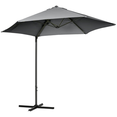 Outsunny 8.5FT Outdoor Cantilever Roma Parasol with 360Â° Rotation and Cross Base, Offset Patio Umbrella for Garden, Dark Grey