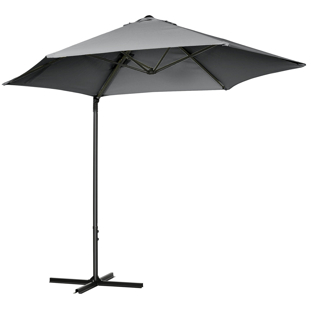 Outsunny 8.5FT Outdoor Cantilever Roma Parasol with 360° Rotation and Cross Base, Offset Patio Umbrella for Garden, Dark Grey