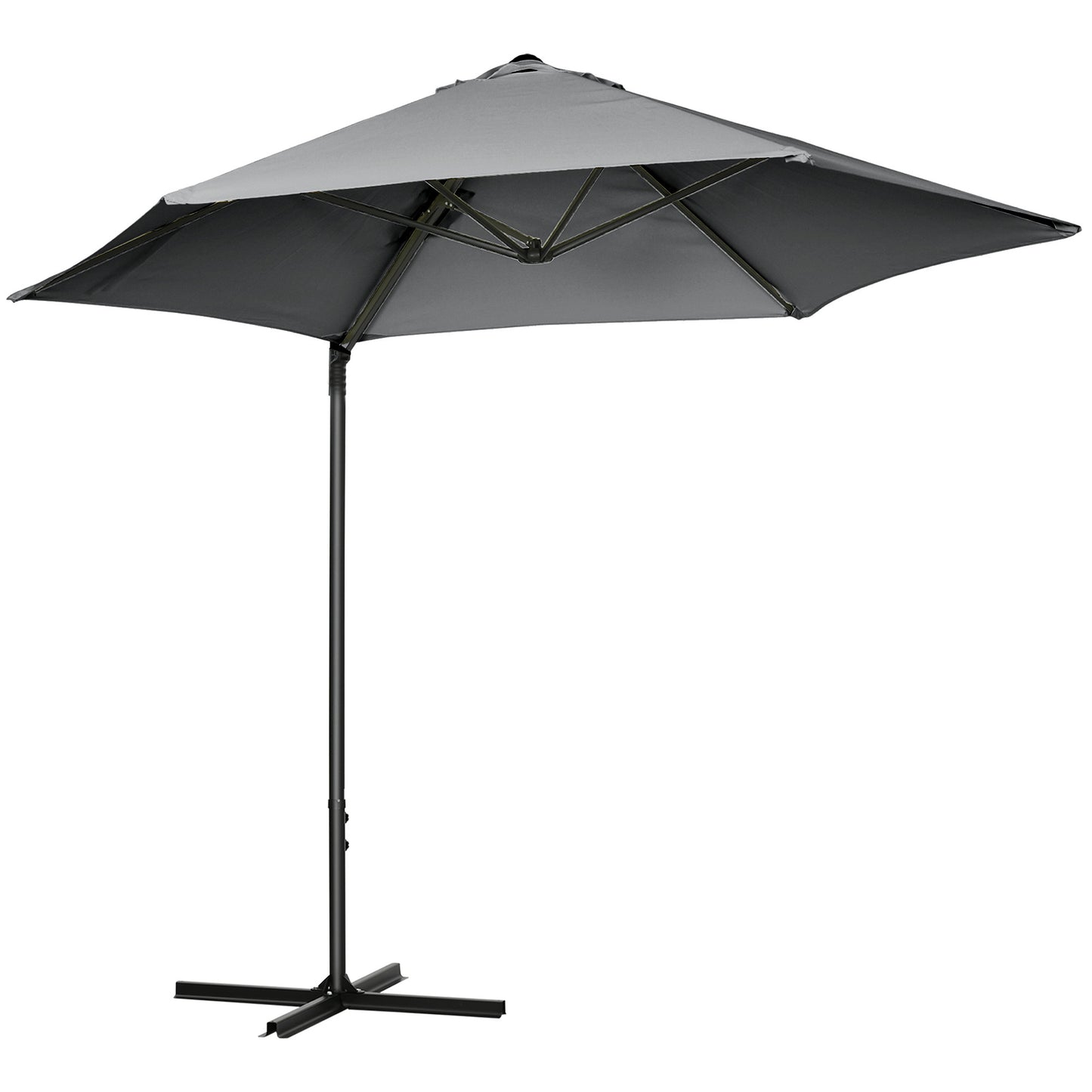 Outsunny 8.5FT Outdoor Cantilever Roma Parasol with 360Â° Rotation and Cross Base, Offset Patio Umbrella for Garden, Dark Grey