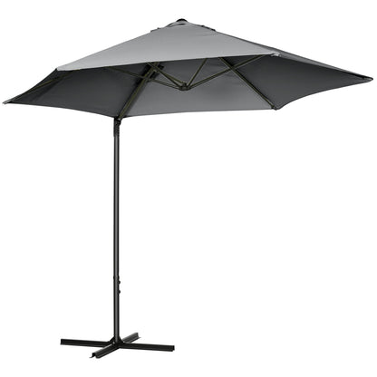Outsunny 8.5FT Outdoor Cantilever Roma Parasol with 360Â° Rotation and Cross Base, Offset Patio Umbrella for Garden, Dark Grey