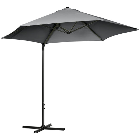 Outsunny 8.5FT Outdoor Cantilever Roma Parasol with 360Â° Rotation and Cross Base, Offset Patio Umbrella for Garden, Dark Grey