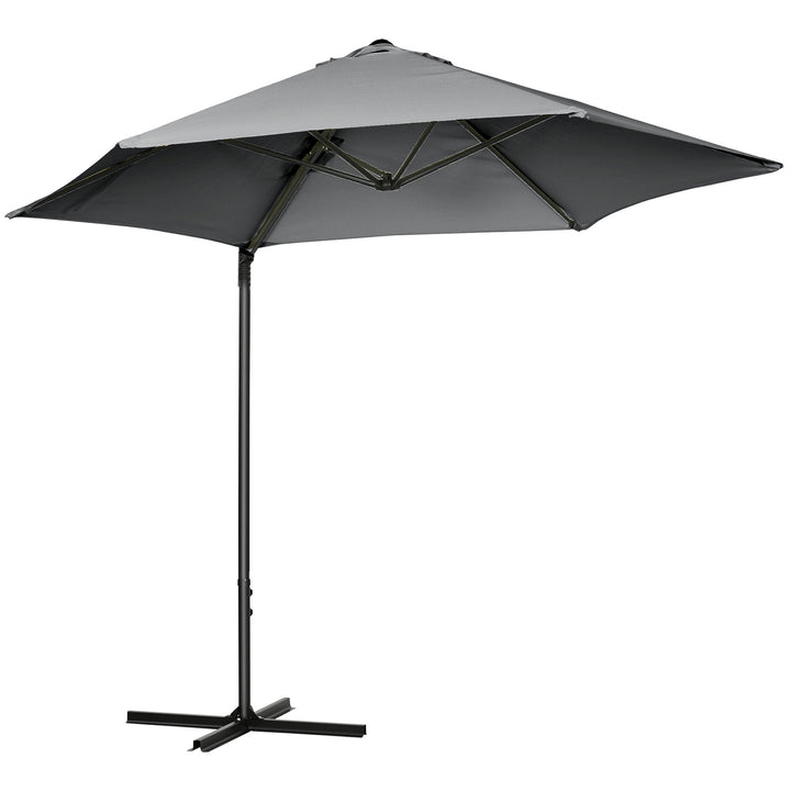 Outsunny 8.5FT Outdoor Cantilever Roma Parasol with 360° Rotation and Cross Base, Offset Patio Umbrella for Garden, Dark Grey