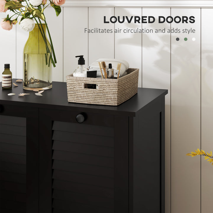 HOMCOM Tilt Out Laundry Cabinet, Laundry Basket Cabinet with 2 Baskets and 2 Louvered Doors, White