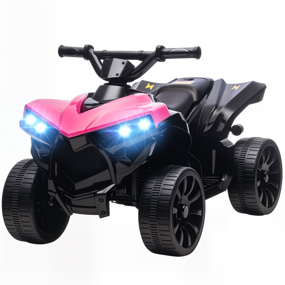 Qaba 6V Kids ATV, 4 Wheeler Electric Ride on Car with Music and LED Headlights, for Ages 3-8 Years Boys and Girls, Pink