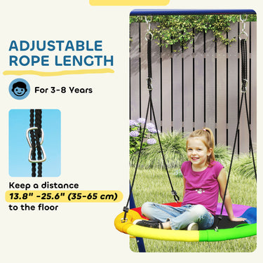 Qaba 6 in 1 Kids Swing Set with 1 Saucer Swing, 1 Belt Swing, 1 Disc Rope Swing, Climbing Ladder and Net, Basketball Hoop