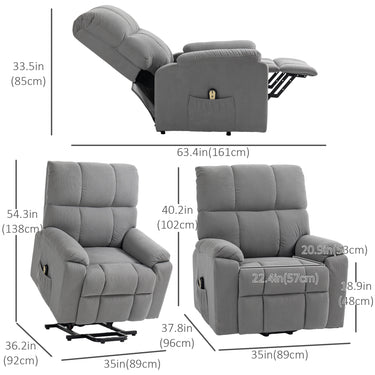 HOMCOM Lift Chair for Seniors, Microfibre Upholstered Electric Recliner Chair with Remote, Quick Assembly, Grey