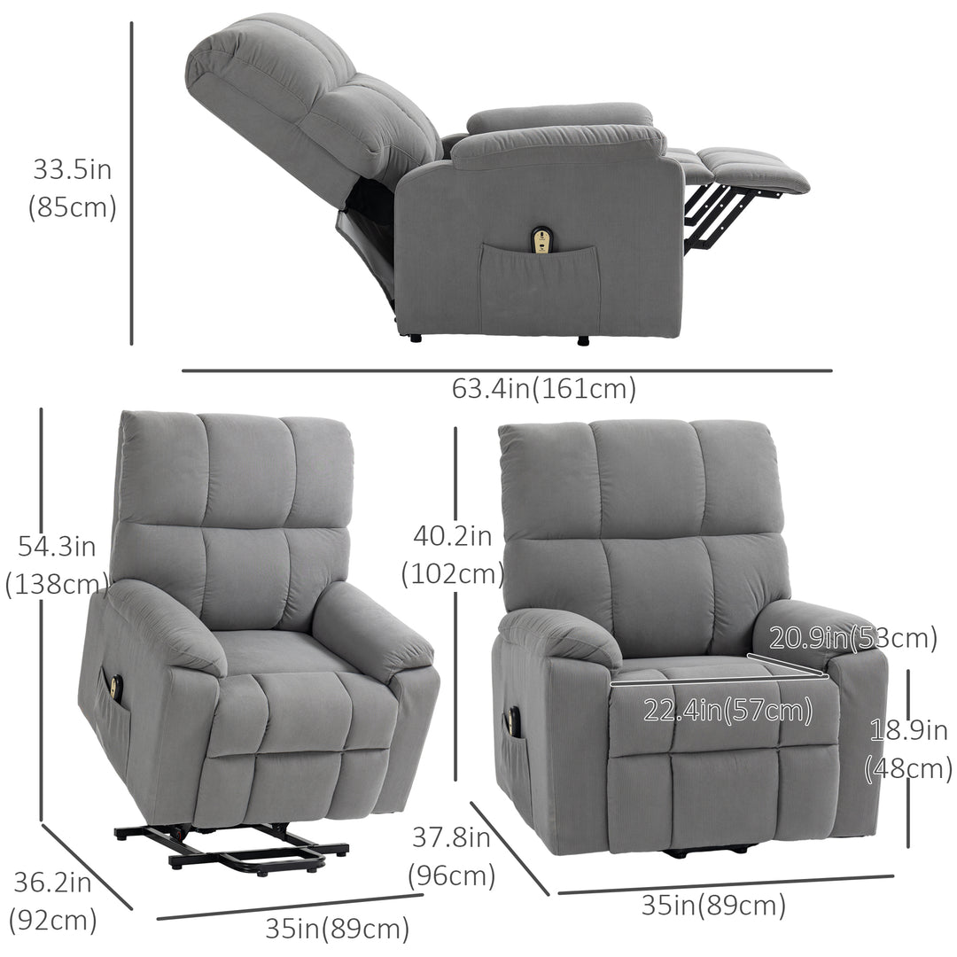 HOMCOM Lift Chair for Seniors, Microfibre Upholstered Electric Recliner Chair with Remote, Quick Assembly, Grey