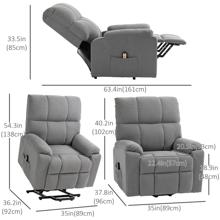 HOMCOM Lift Chair for Seniors, Microfibre Upholstered Electric Recliner Chair with Remote, Quick Assembly, Grey