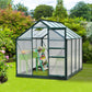 Outsunny 6' x 10' x 6.6' Polycarbonate Greenhouse, Walk-In Green House Kit Garden, Plants Grow, Galvanized Sheet Aluminum Frame with Rain Gutter, Vents and Sliding Door, Green