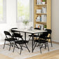 HOMCOM Set of 6 Metal Foldable Chairs, Linen Padded Folding Chairs with Cushion Seat and Open Back for Indoor, Black