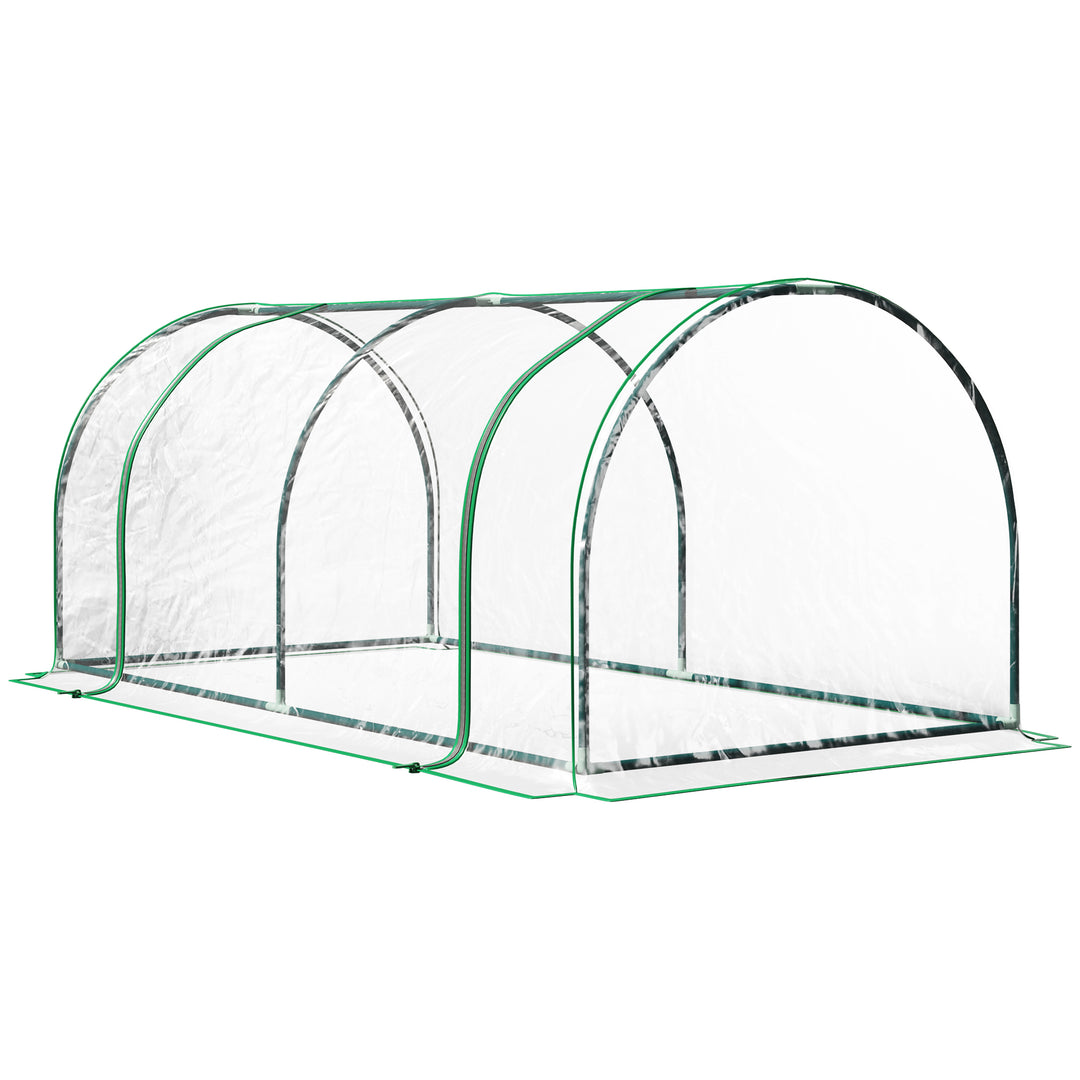 Outsunny 6' x 3' x 2.6' Mini Greenhouse Portable Hot House for Plants with Zippered Doors for Outdoor, Indoor, Garden, Clear