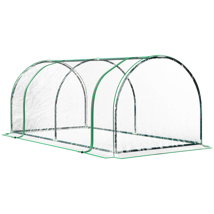 Outsunny 6' x 3' x 2.6' Mini Greenhouse Portable Hot House for Plants with Zippered Doors for Outdoor, Indoor, Garden, Clear