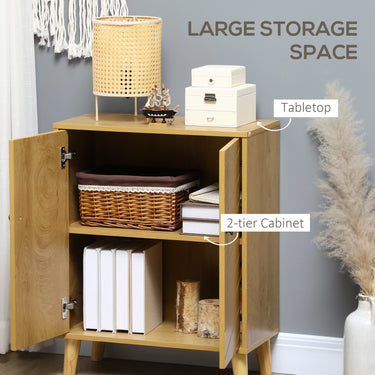 HOMCOM Storage Cabinet with Doors, Cupboard Organization with Shelf and Wood Legs, Storage Solution for Living Room, Bathroom