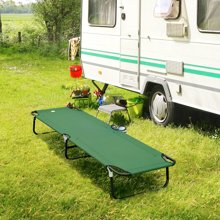 Outsunny Folding Camping Cot for Adults Portable Outdoor Sleeping Bed for Office Beach Home, Green