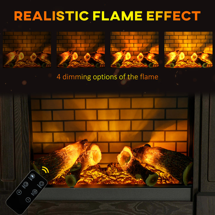 HOMCOM Electric Fireplace with Mantel, Freestanding Heater Corner Firebox with Remote Control, 700W/1400W, White