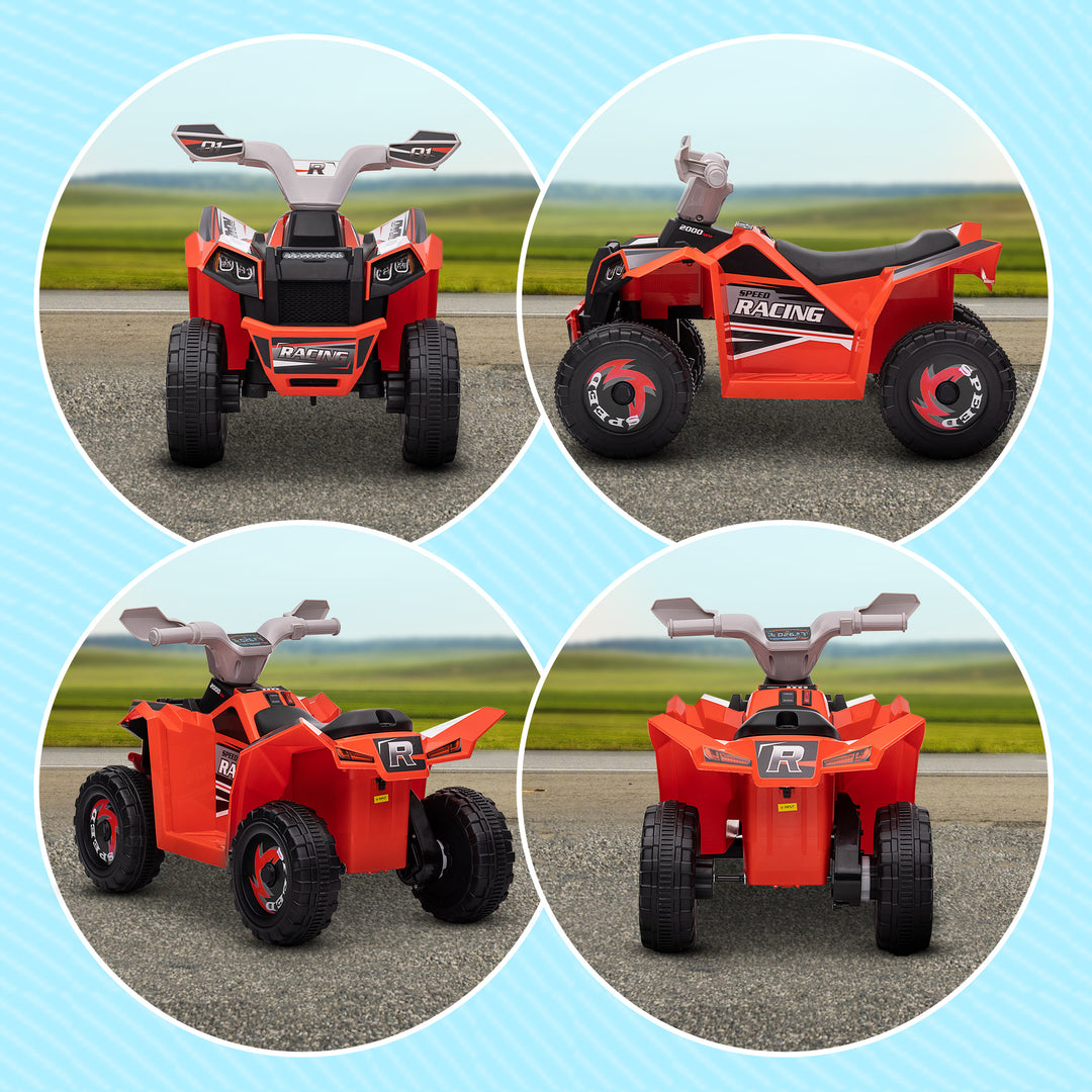 Aosom 6V Quad Kids Electric Car with Wear-resistant Wheels, for Boys and Girls Aged 18-36 Months, Red