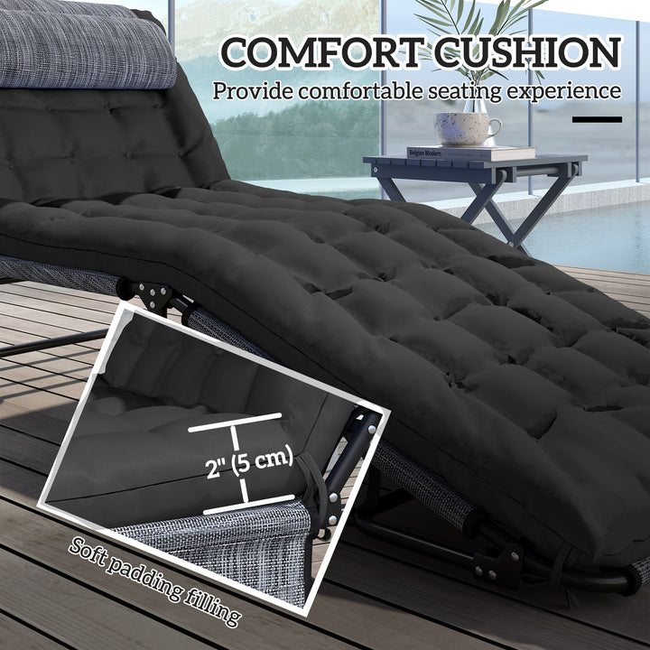 Outsunny Folding Lounge Chair with 4-level Reclining Back & Cushion, Beige