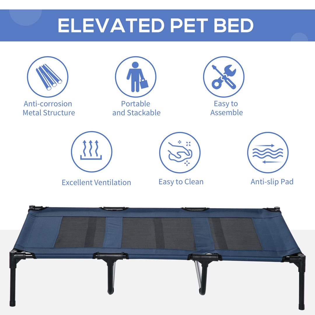 PawHut Elevated Dog Bed, Raised Dog Cot for XL Sized Dogs, Indoor & Outdoor, 48" x 36" x 9", Red
