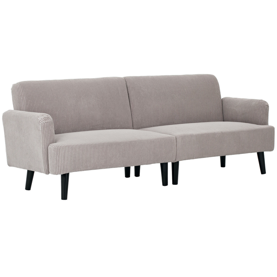 HOMCOM Modern Couch, 3 Seater Sofa, Corduroy Loveseat with Rubberwood Legs and Extra-Wide Seat, Grey