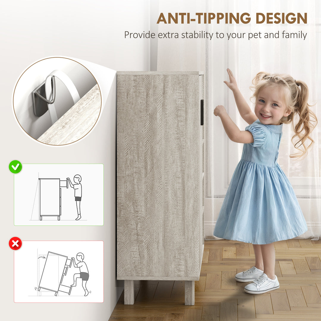 HOMCOM Shoe Storage with Double Doors and Open Shelves 17 Pair Shoe Storage Organizer for Entryway Hallway Walnut