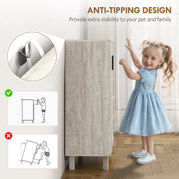 HOMCOM Shoe Storage with Double Doors and Open Shelves 17 Pair Shoe Storage Organizer for Entryway Hallway Walnut