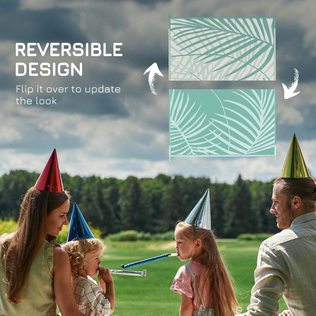 Outsunny Reversible Outdoor Rug with Carry Bag, 9' x 12' Waterproof Rug, Portable RV Camping Carpet for Backyard