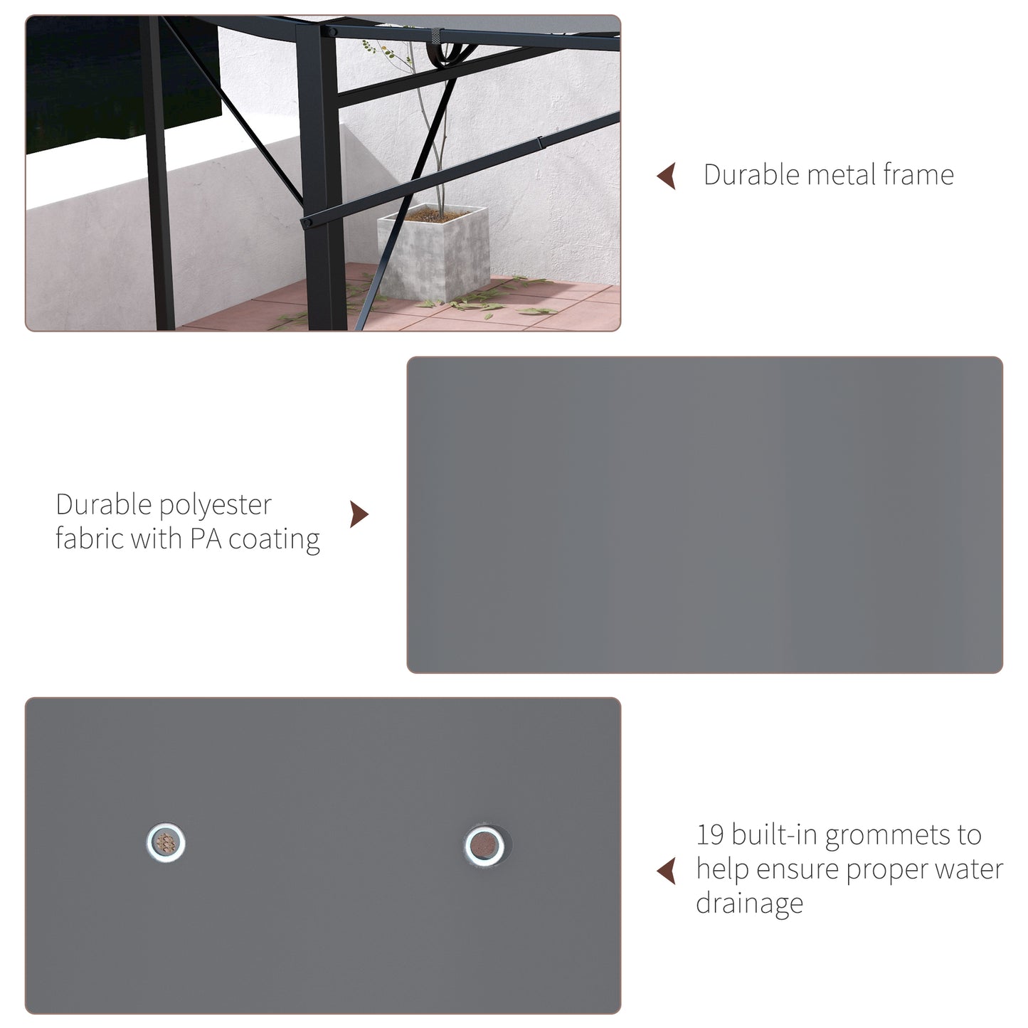Outsunny 10x8ft Patio Metal Gazebo with Extendable Side Awning Outdoor Shelter Garden Sun Shade Canopy Deck Door Window Awning Cream White