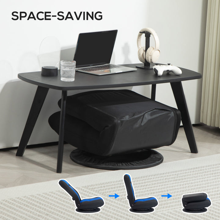 HOMCOM Folding Floor Chair for Adults Teens, 360 Degree Swivel Gaming Chair, 6 Positions Adjustable Lazy Sofa, Black