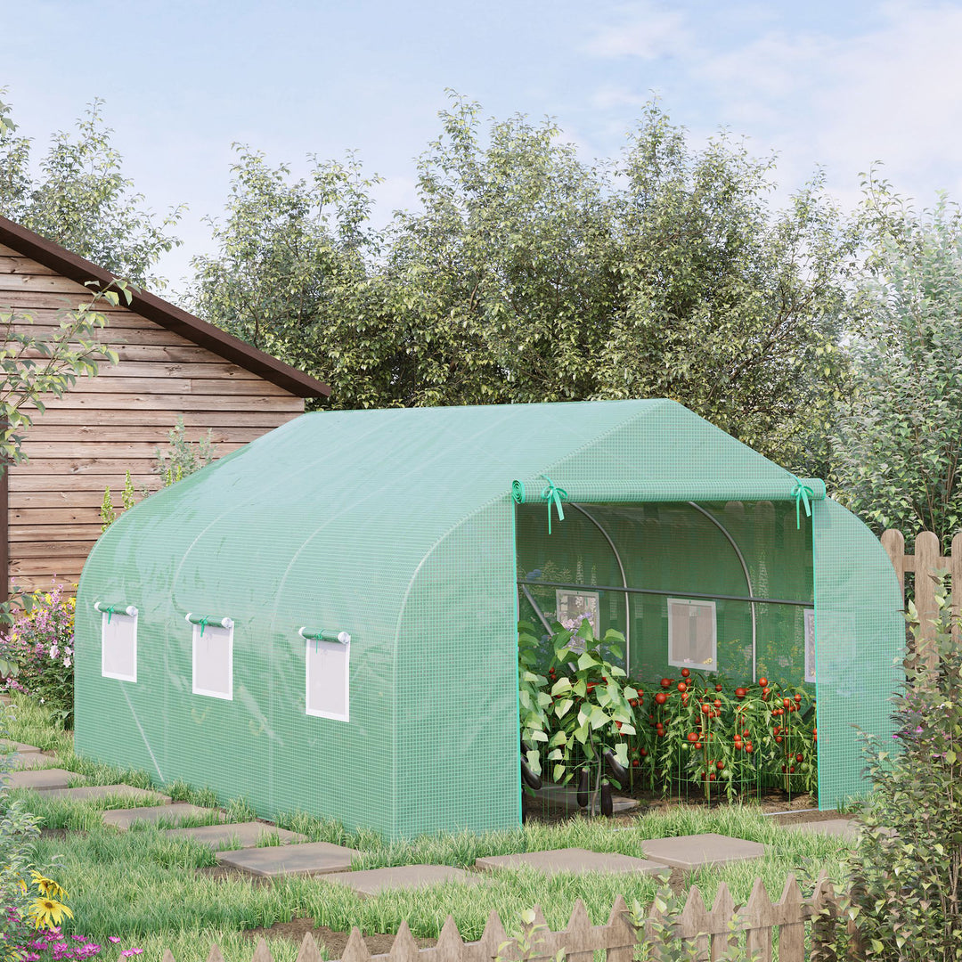 Outsunny Outdoor Greenhouse Walk-In Greenhouse Portable Greenhouse Canada Garden Plant Flower Seed Greenhouse W/ Premium Steel Frame