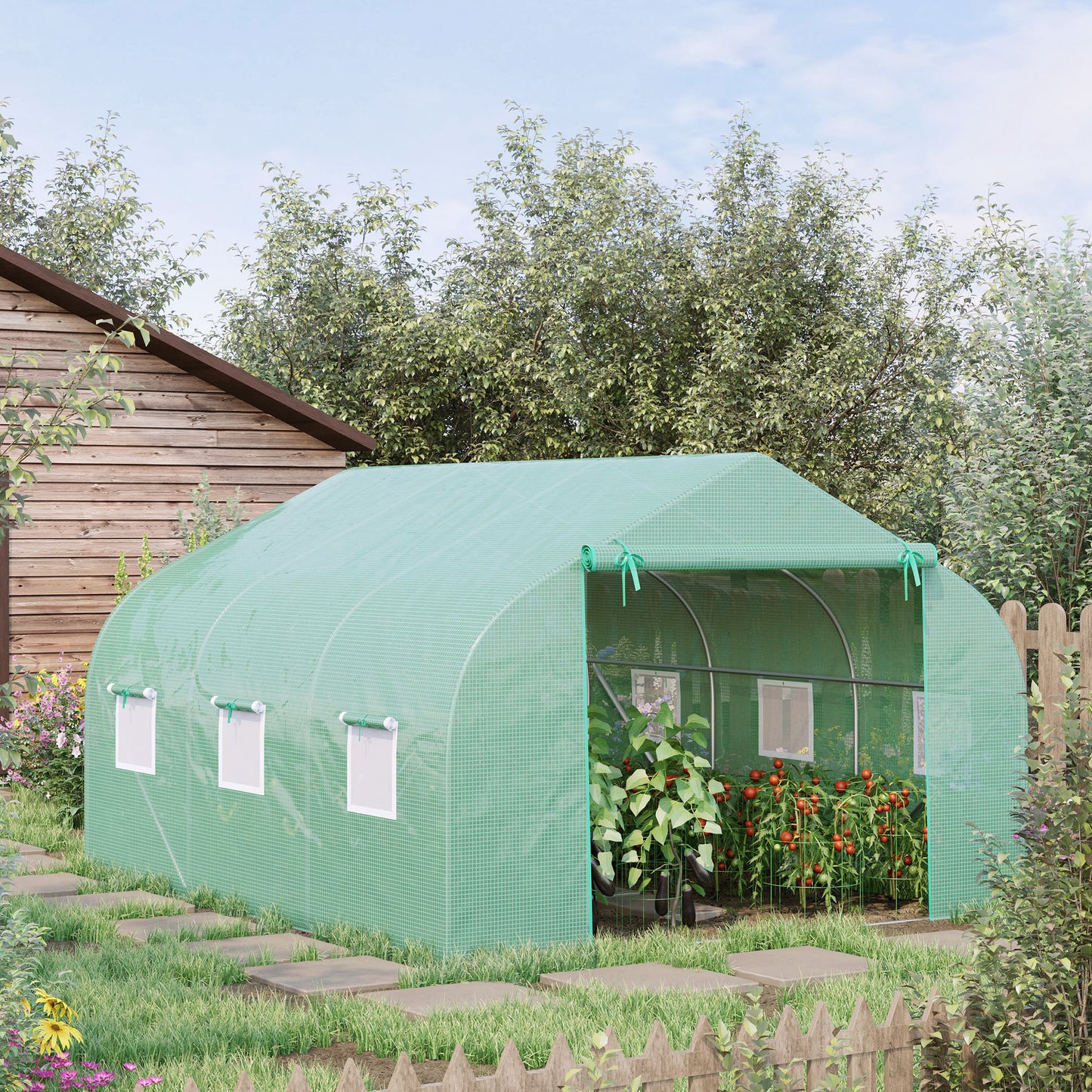 Outsunny Outdoor Greenhouse Walk-In Greenhouse Portable Greenhouse Canada Garden Plant Flower Seed Greenhouse W/ Premium Steel Frame