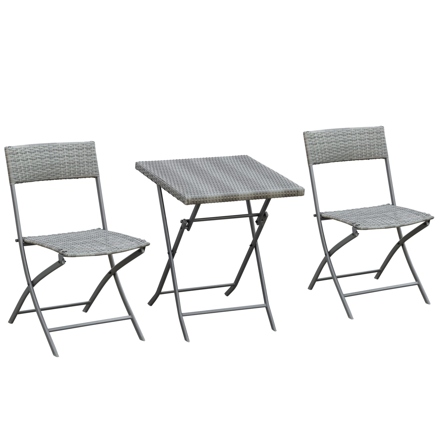 Outsunny 3-Piece Outdoor Folding Rattan Bistro Set, Mixed Brown