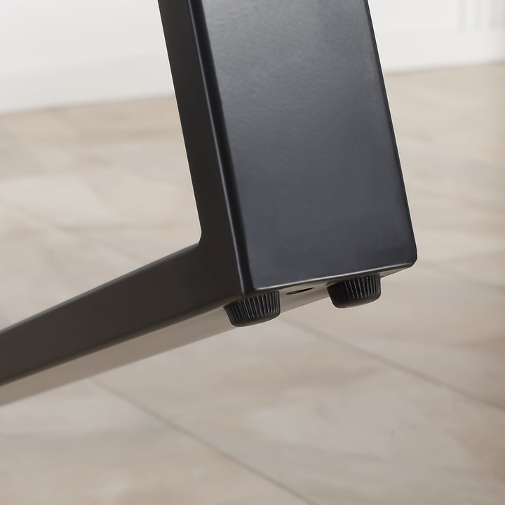 HOMCOM 63" Kitchen Table, Industrial Dining Table with Wave-edged Tabletop and Steel Legs for Up to 6 People, Rustic Brown