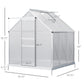 Outsunny 6' x 12' x 6.5' Walk-in Greenhouse, Polycarbonate Greenhouse with Adjustable Roof Vent, Base, Sliding Door, Clear